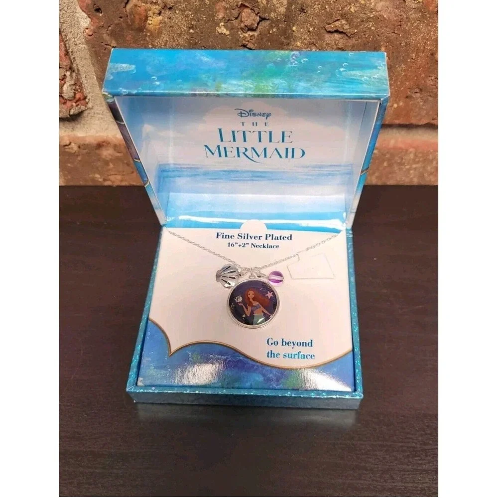 Disney The Little Mermaid Ariel Fine Silver Plated Necklace 16+2 Inch Extender